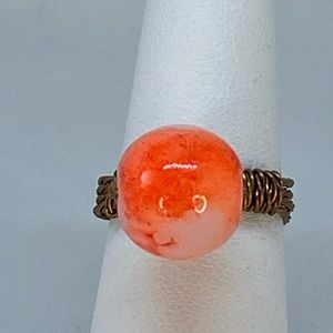 Handmade Glass Bead Rings on Antique Brass Tone